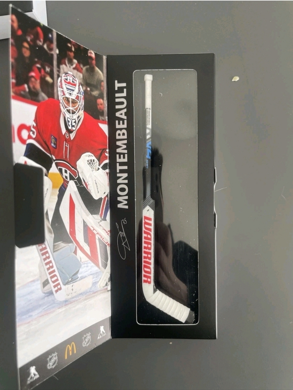 Warrior Montebeault Mini Hockey Stick - White, Red, Black